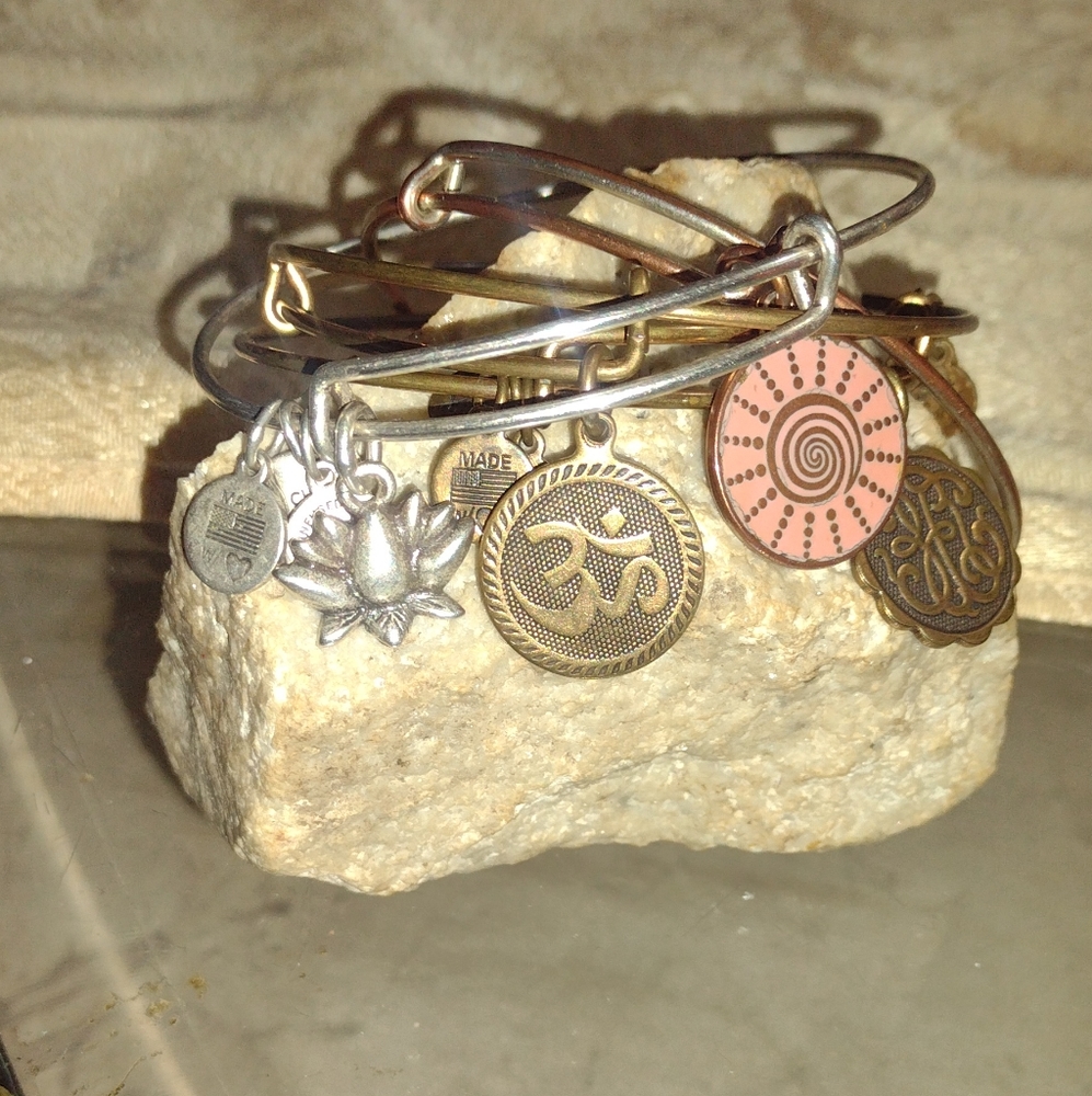 Alex and ani charm bracelet Lot Spiral sun tree life lotus namaste bangle charm